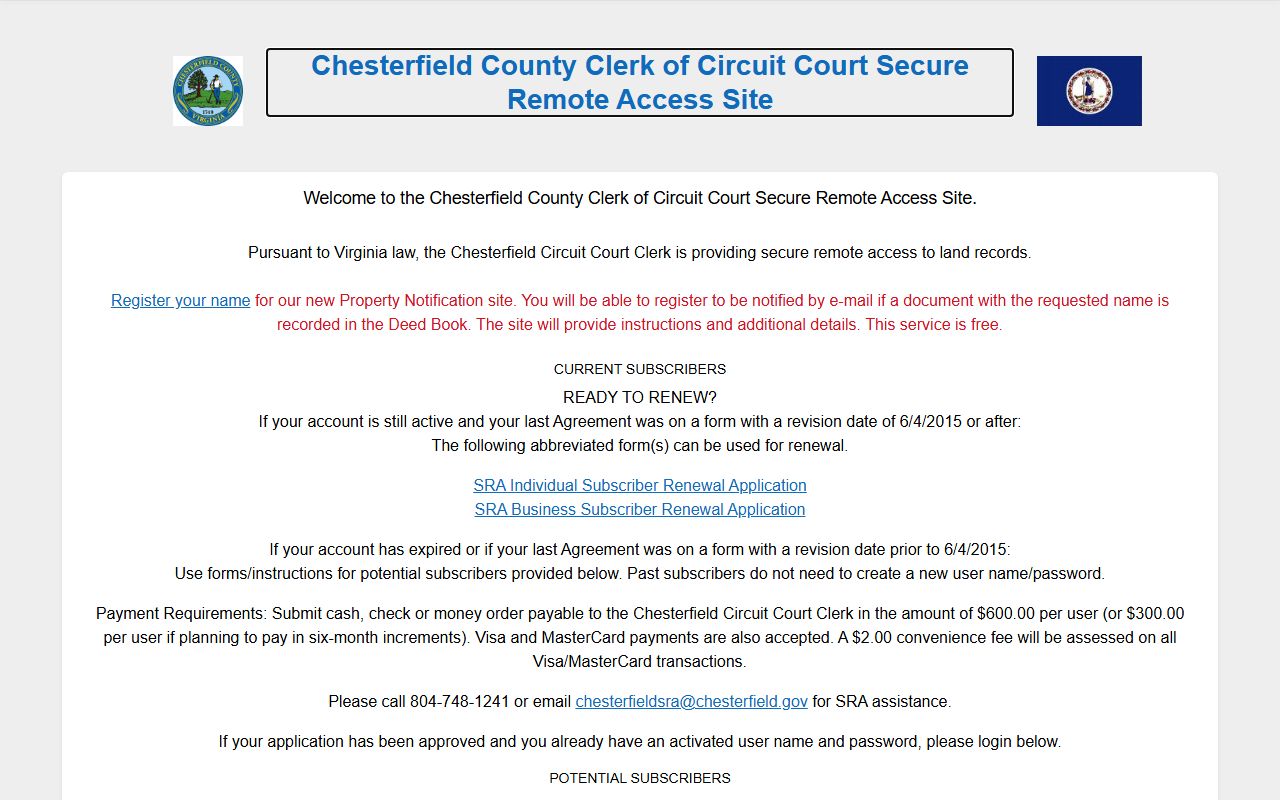 Chesterfield County land records and wills index for court records