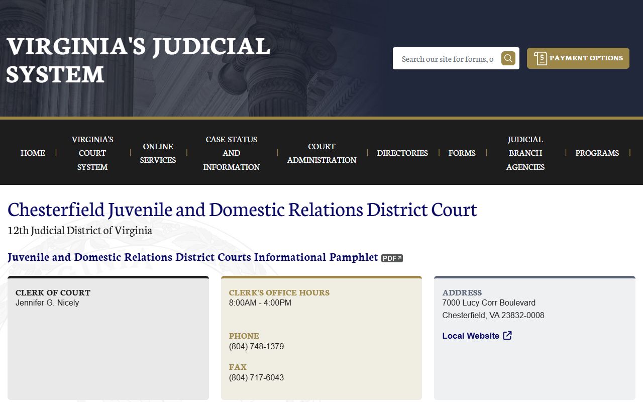 Chesterfield County Juvenile and Domestic Relations District Court directory