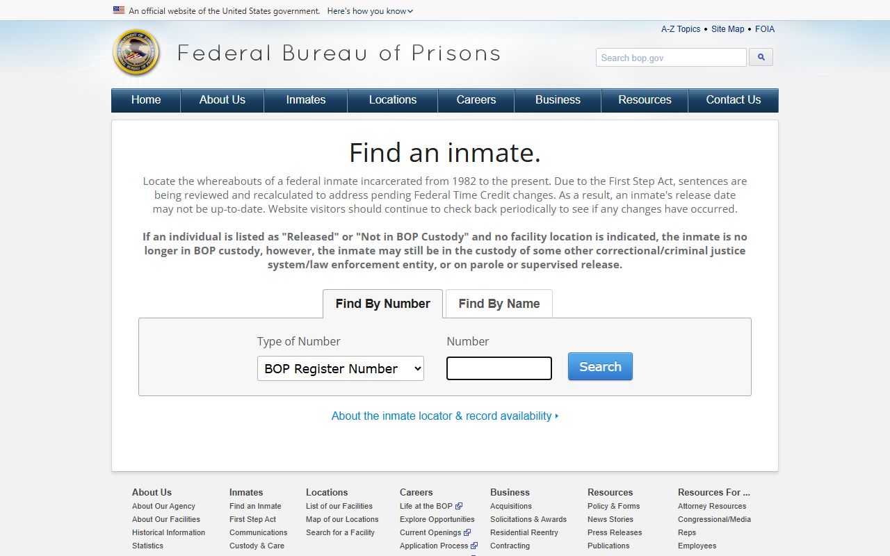Federal Bureau of Prisons inmate locator for Chesterfield County cases